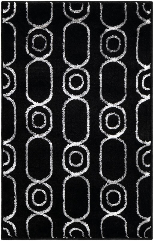 2' x 3' Renwick · Geometric lattice rug, black and silver