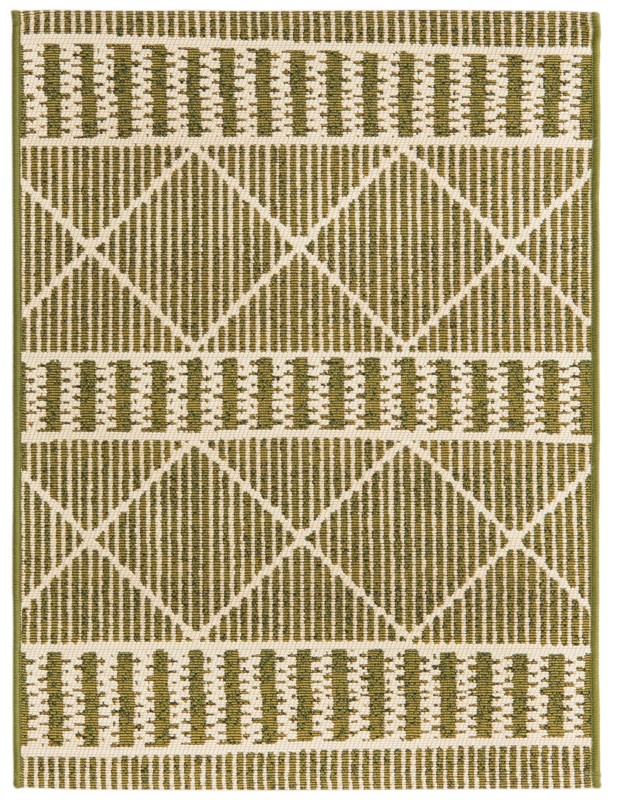 2' x 3' Lomax · Geometric Outdoor Rug, green and ivory