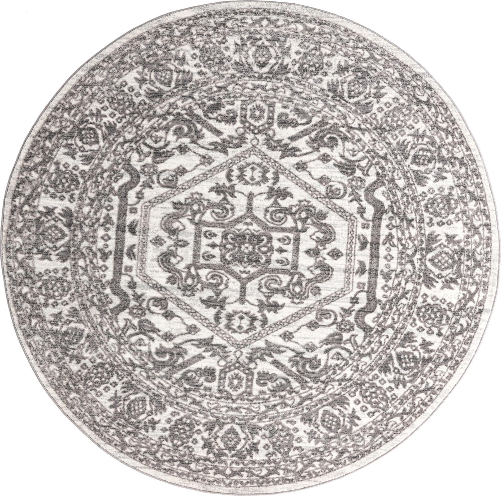 7' 10 x 7' 10 Chamomile · Medallion rug, white