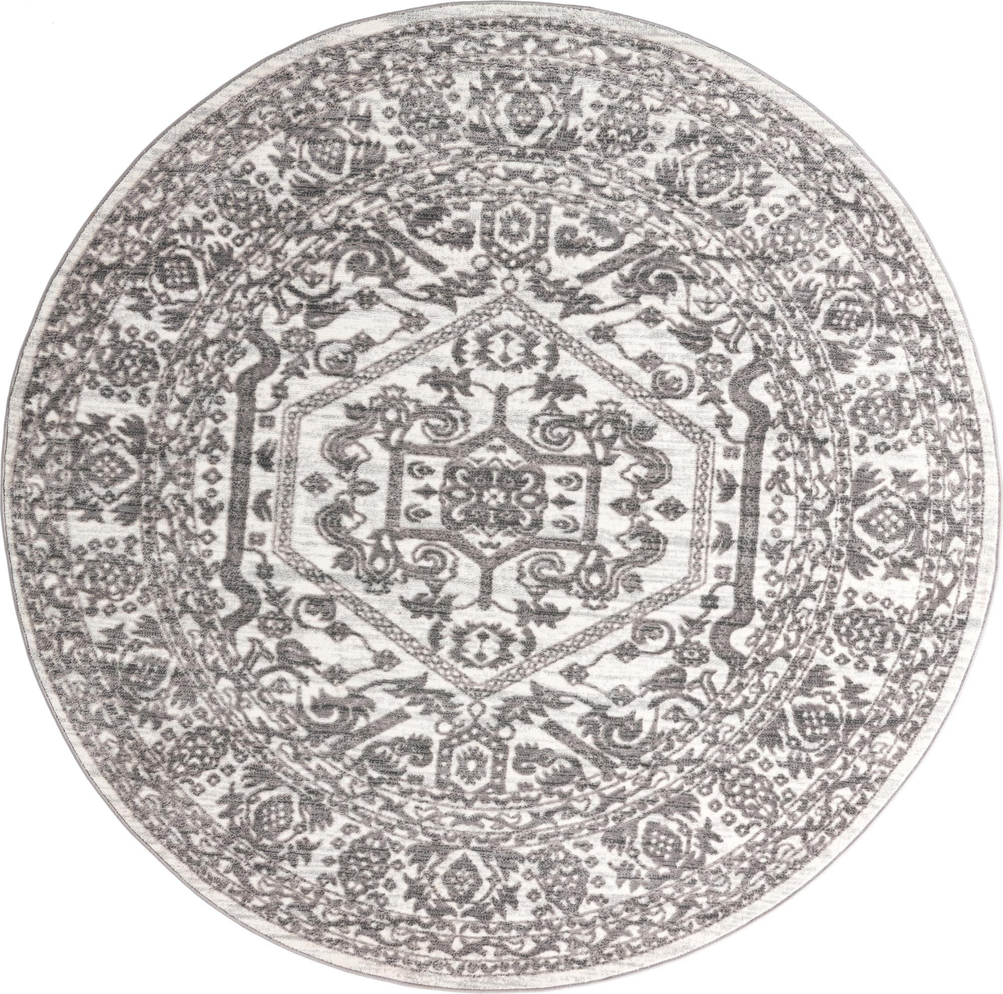 7' 10 x 7' 10 Chamomile · Medallion rug, white