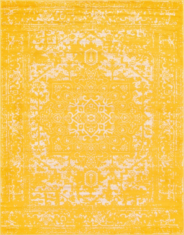 7' 10 x 10' Birch · Border rug, yellow