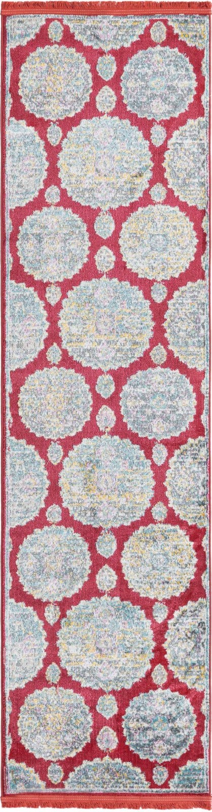 2' 2 x 8' Mather · Medallion rug, red and blue