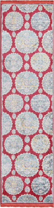2' 2 x 8' Mather · Medallion rug, red and blue