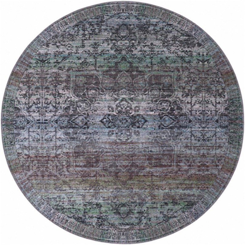 10' 6 x 10' 6 Rideout · Distressed medallion rug, blue and purple