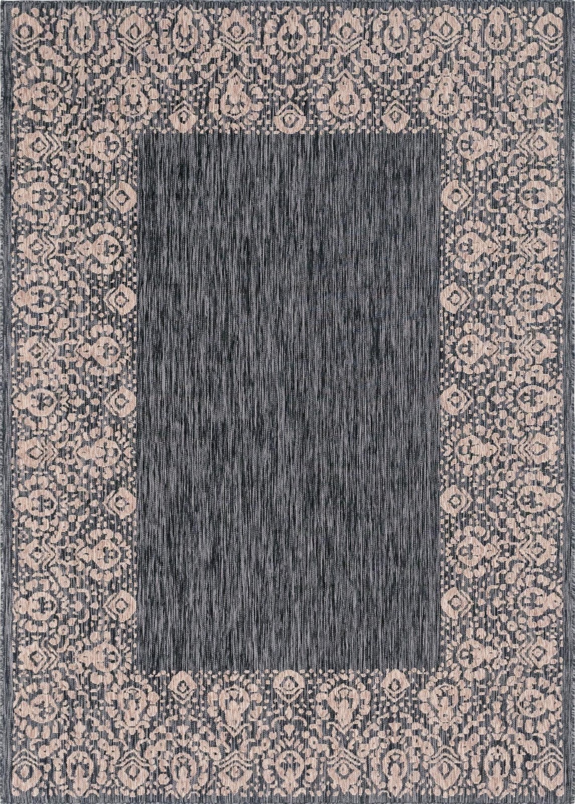 7' x 10' Bloomfield · Border Outdoor Rug, charcoal