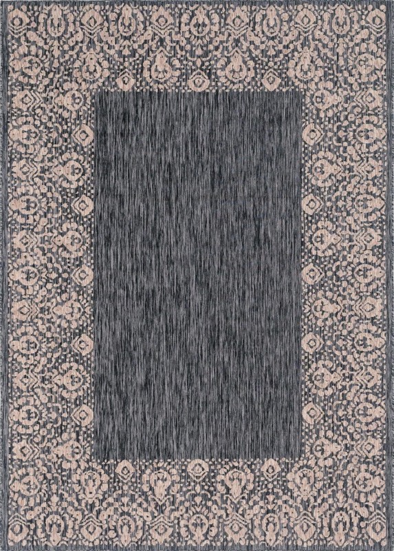 7' x 10' Bloomfield · Border Outdoor Rug, charcoal
