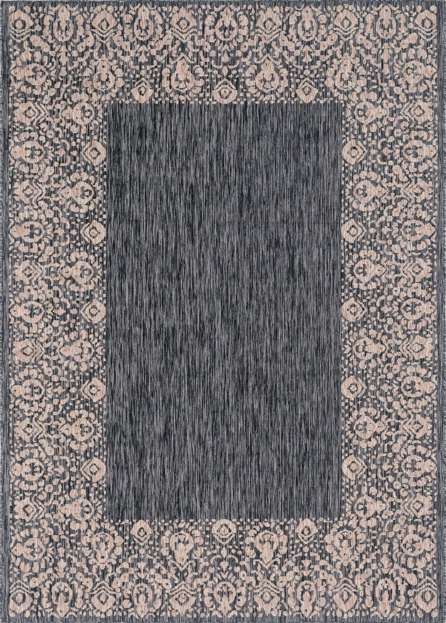 7' x 10' Bloomfield · Border Outdoor Rug, charcoal