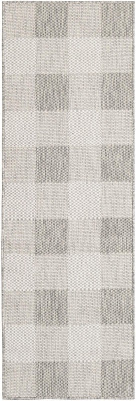 2' x 6' Ramona · Checkered Outdoor Rug, gray