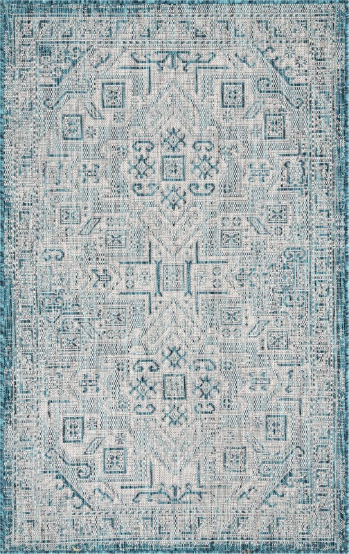 3' x 5' 3 Estuary · Border Outdoor Rug, teal