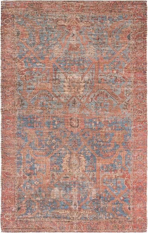 Novato · Distressed traditional rug, blue and terracotta
