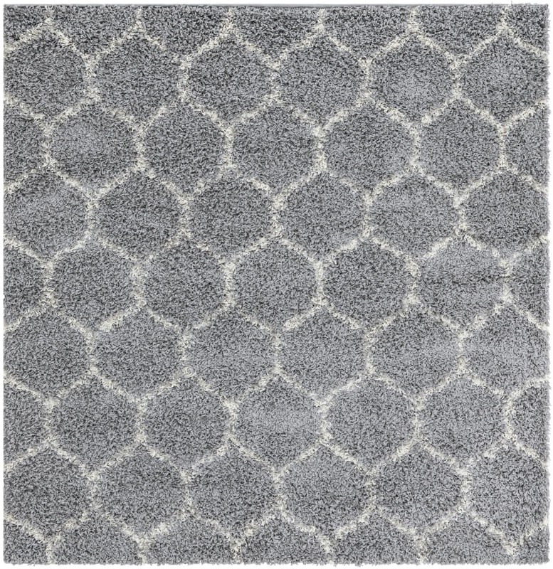 6' x 6' Barnett · Lattice Shag Rug, gray and ivory