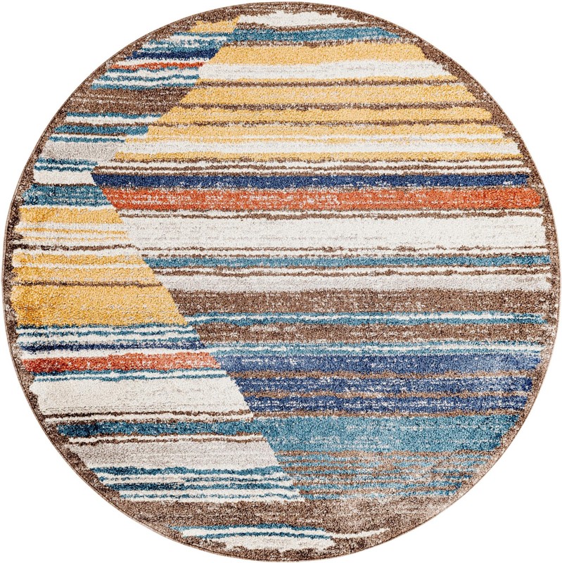 5' 3 x 5' 3 Baird · Striped rug, ivory and multicolor