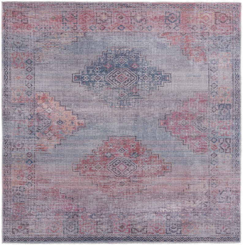 7' 10 x 7' 10 Perley · Geometric medallion Washable Rug, antique blue