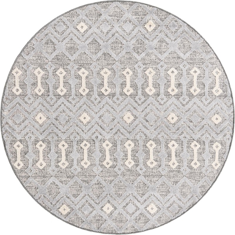 5' 3 x 5' 3 Rothwell · Geometric lattice rug, gray and beige
