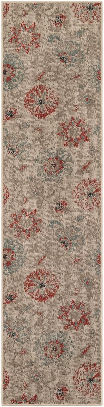 2' x 8' Lofton · Floral Outdoor Rug, beige and terracotta