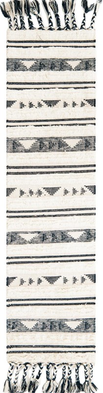 Tolbert · Geometric striped Wool Rug, cream and navy