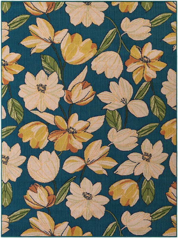 Lyndon · Floral / botanical Outdoor Rug, blue