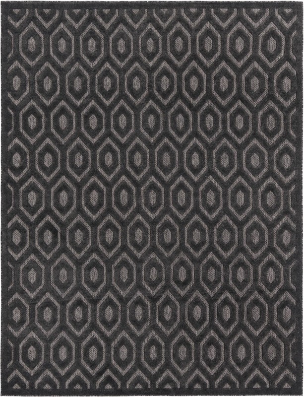 7' 10 x 10' Roanoke · Geometric diamond Outdoor Rug, charcoal and ivory