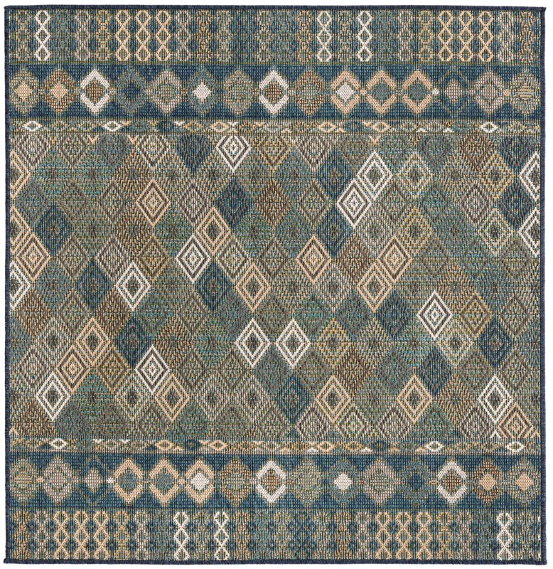 Violet · Geometric Outdoor Rug, navy