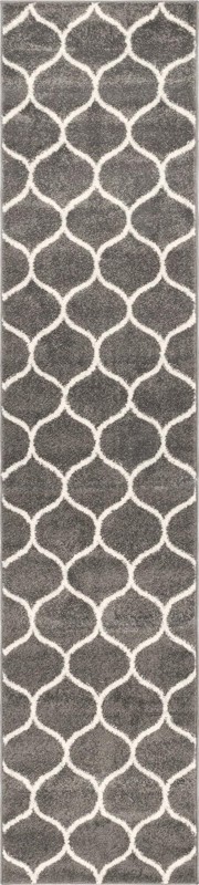 2' x 10' Ingram · Lattice rug, dark gray and ivory