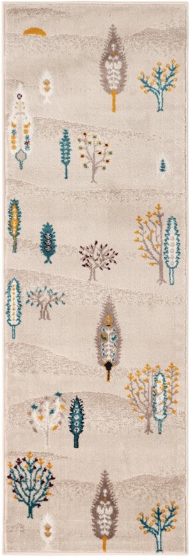 2' x 6' 1 Ironwood · Floral / botanical rug, ivory