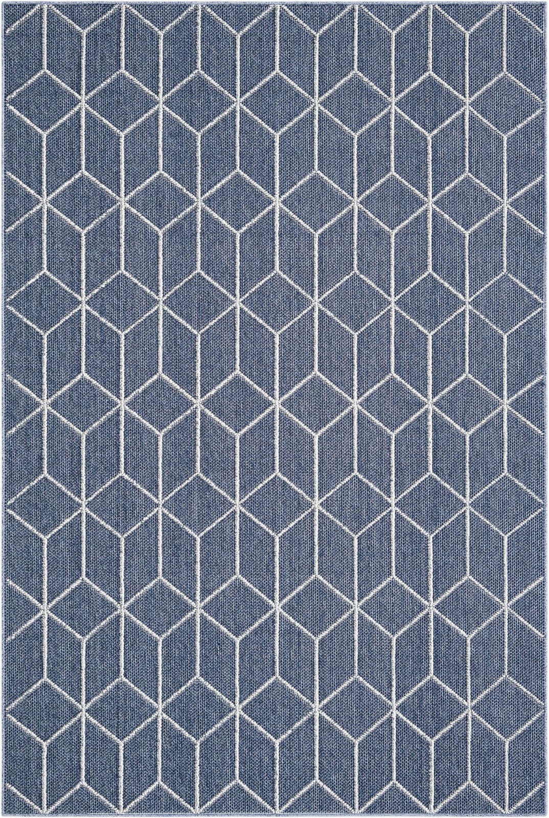 6' 1 x 9' Jasper · Geometric Outdoor Rug, navy and white