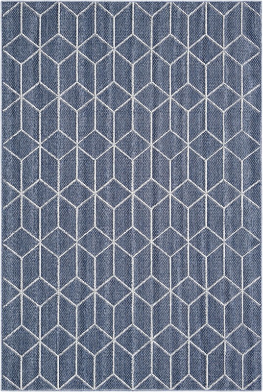 6' 1 x 9' Jasper · Geometric Outdoor Rug, navy and white