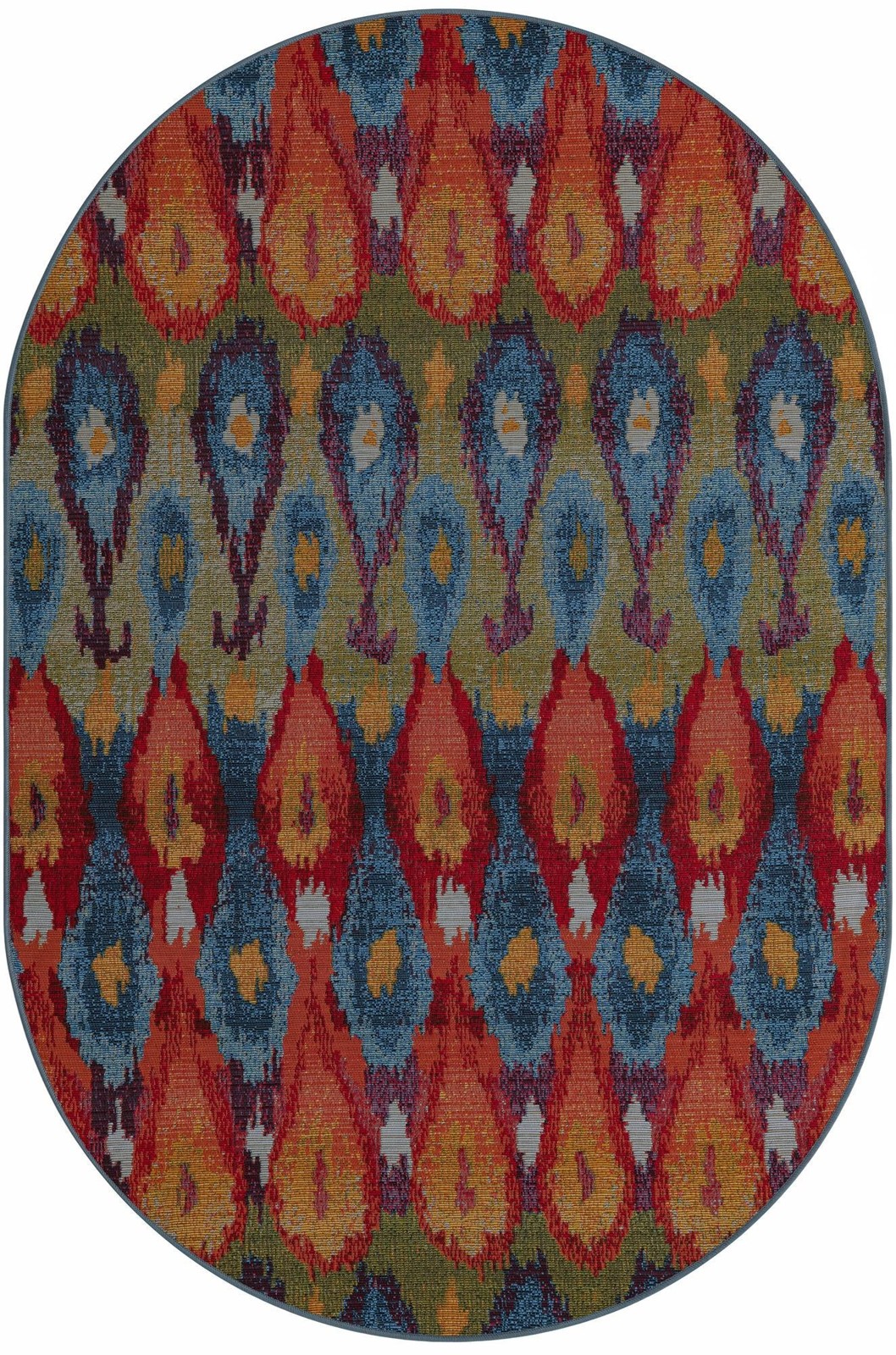 4' x 6' Lomax · Ikat teardrop Outdoor Rug, multi