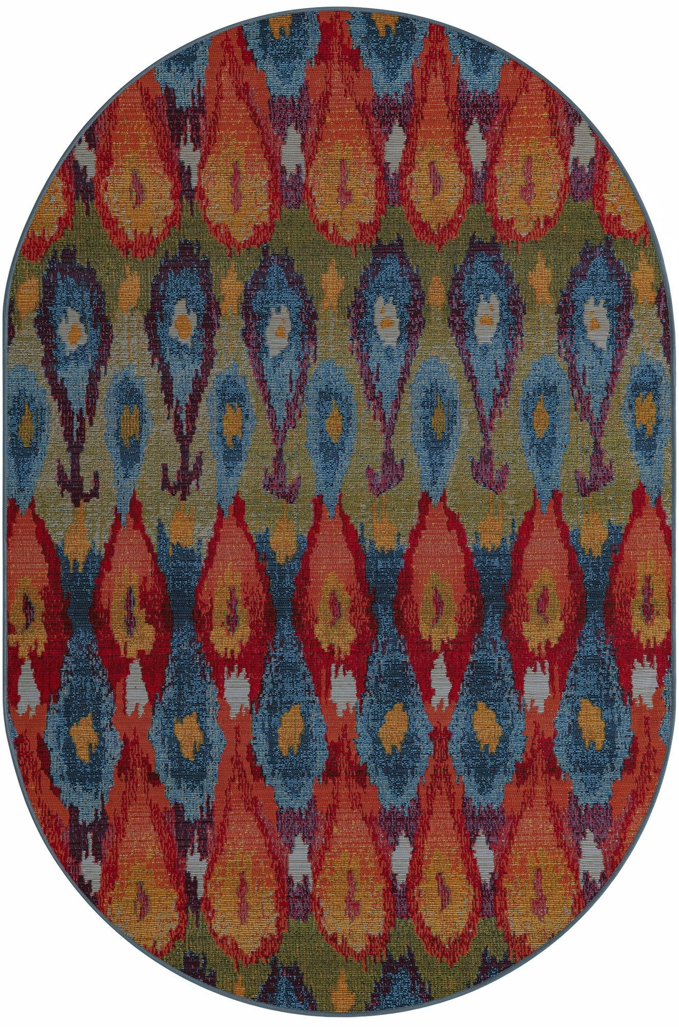 4' x 6' Lomax · Ikat teardrop Outdoor Rug, multi