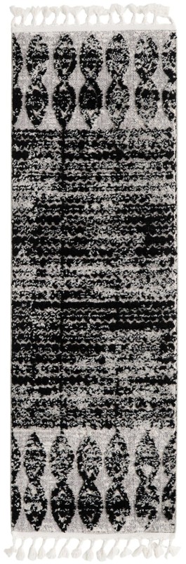 2' x 6' Ferrall · Tribal striped rug, black and ivory