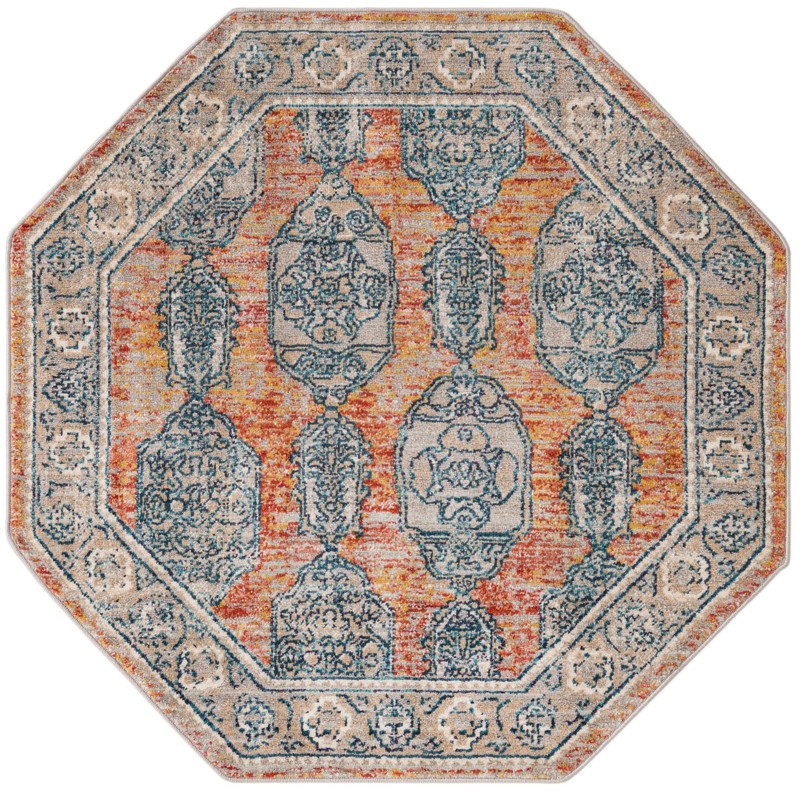 4' x 4' Pullman · Medallion rug, brick and ivory