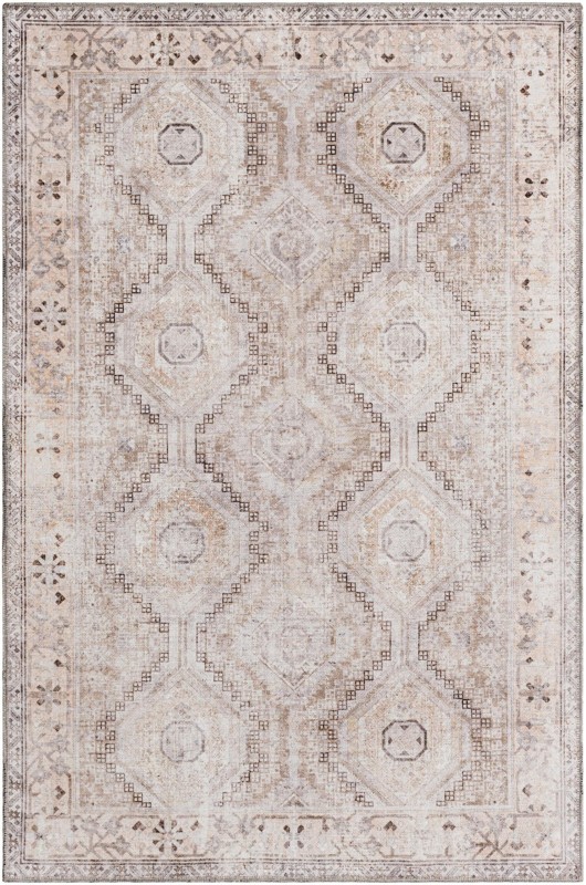 4' x 6' Camber · Diamond lattice rug, beige and brown