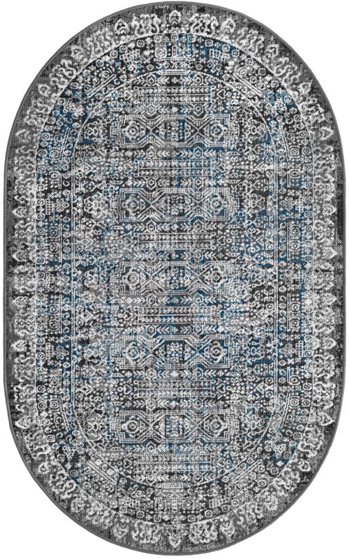 3' 3 x 5' 3 Cosgrove · Distressed medallion rug, gray and blue