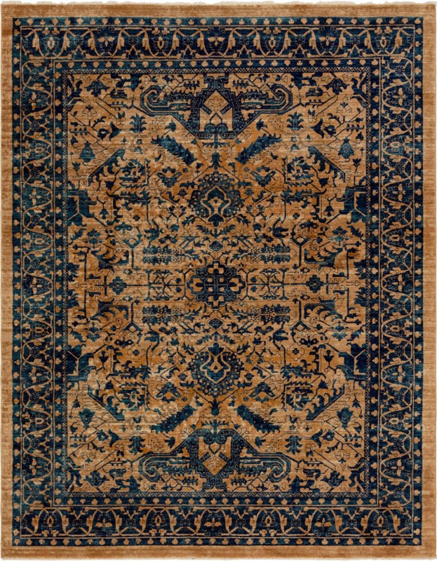 9' x 12' Winona · Persian medallion rug, orange and blue