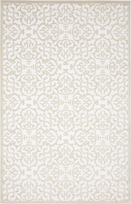 5' x 8' Harley · Scrollwork rug, snow white and beige