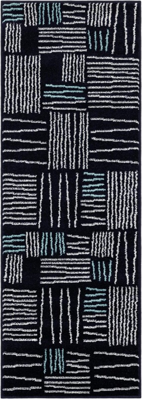 2' x 6' Snowberry · Abstract rug, navy blue