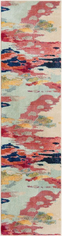 Surtees · Abstract Washable Rug, pink and blue