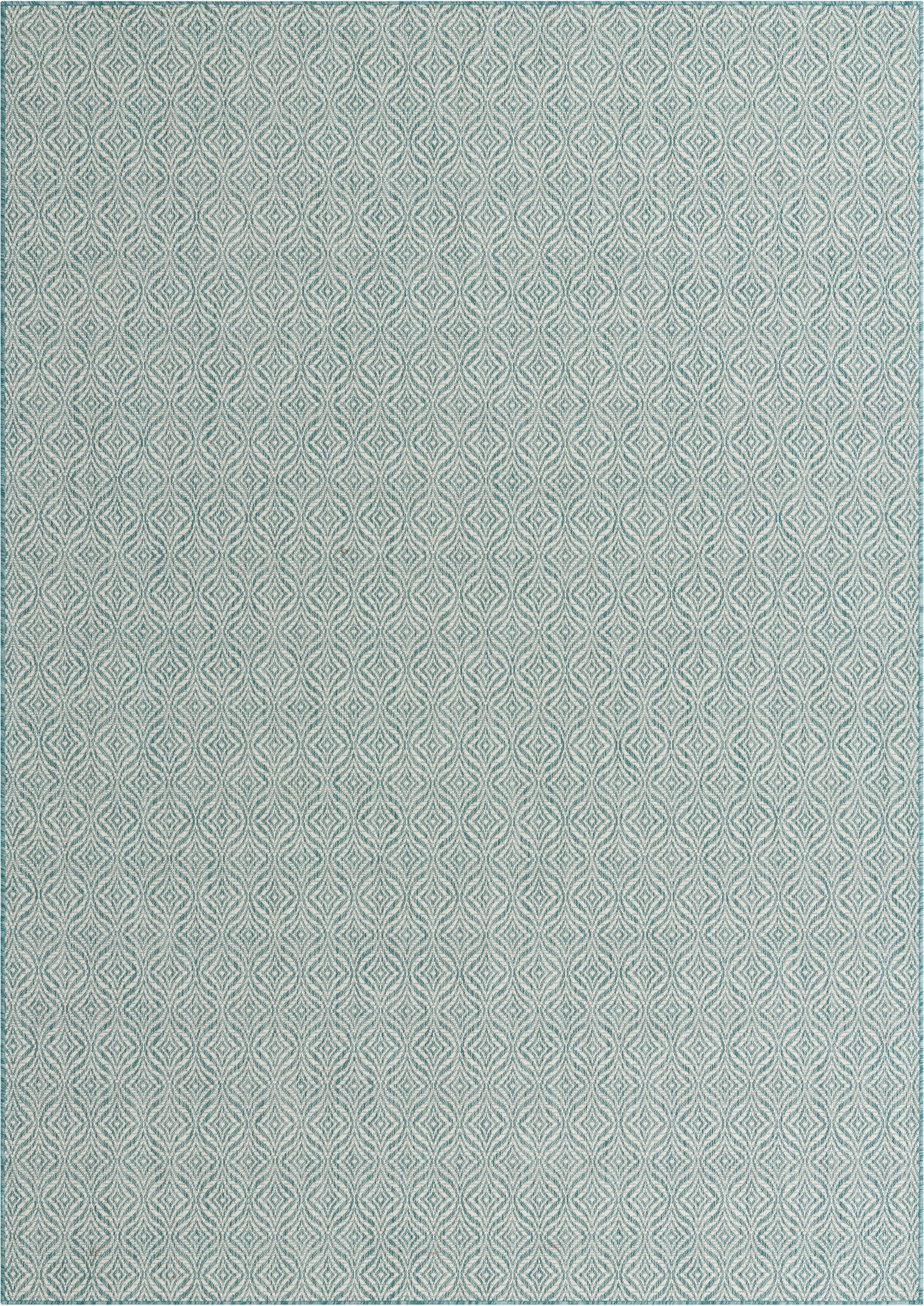 7' 10 x 11' Fairley · Diamond Outdoor Rug, aqua