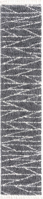 2' 7 x 12' Edenton · Linear shag rug, gray and ivory
