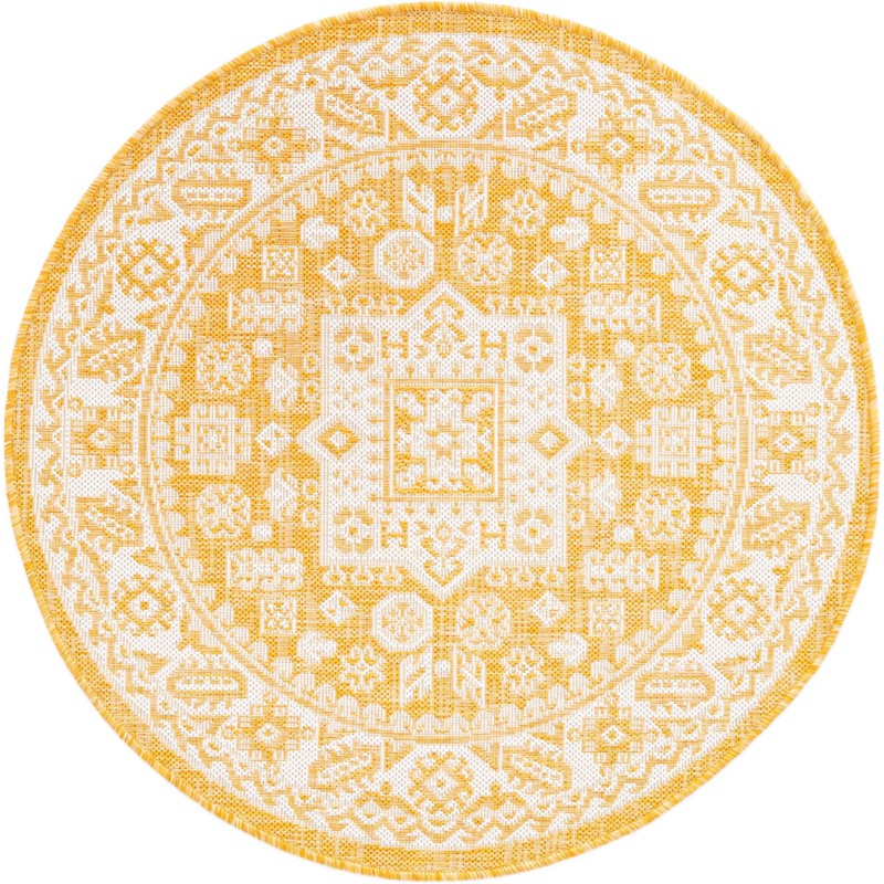3' x 3' Bellamy · Border Outdoor Rug, yellow