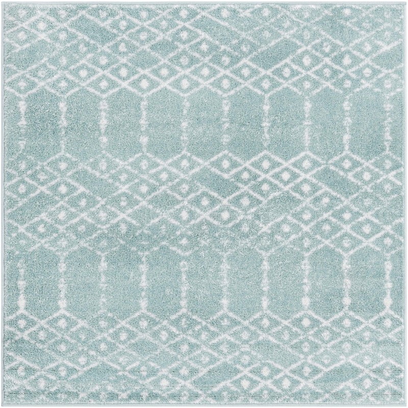 4' x 4' Newcomb · Diamond rug, aqua