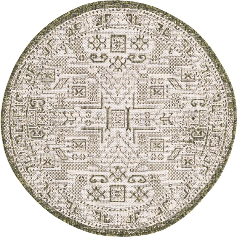 3' x 3' Estuary · Geometric Outdoor Rug, green