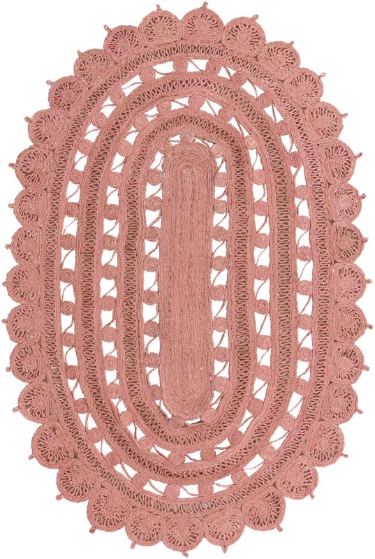 Anise · Border Braided Jute Rug, pink