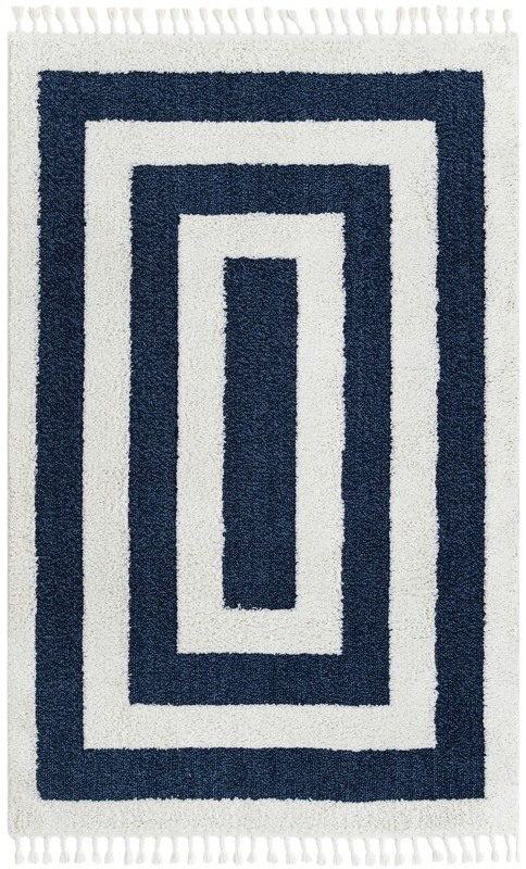 Rickard · Border rug, blue and ivory