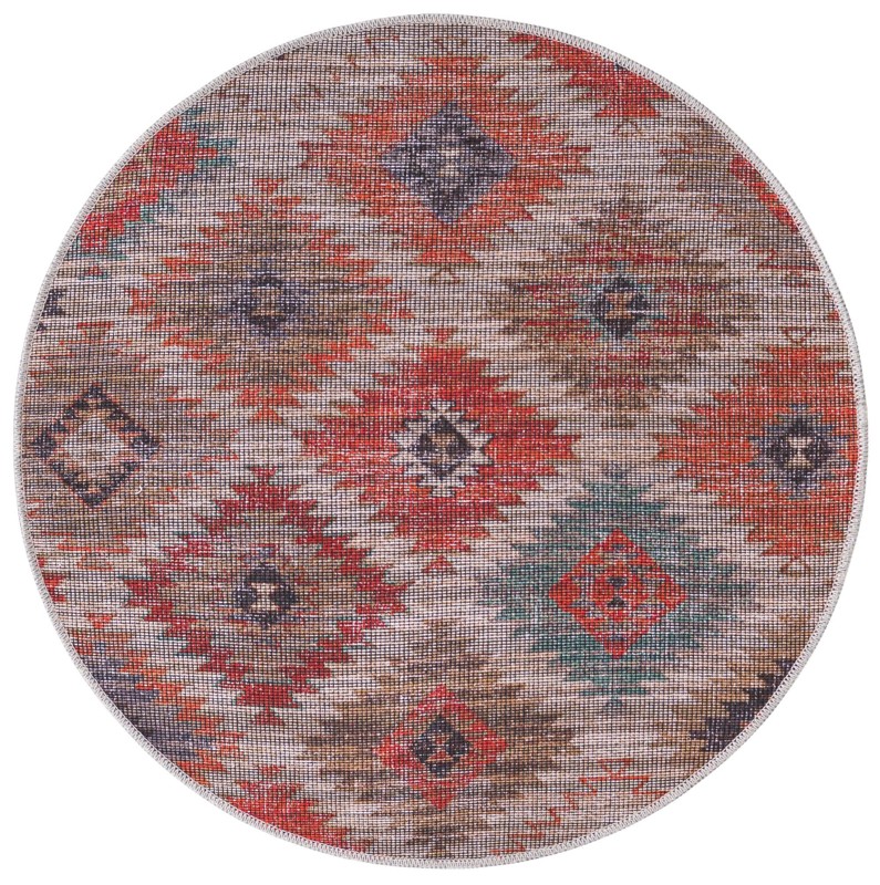 3' 3 x 3' 3 Craddock · Southwestern diamond Washable Rug, rust and beige