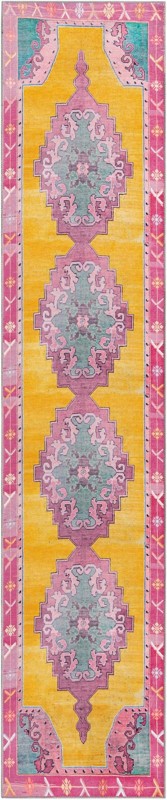 2' 6 x 12' Sanderson · Border Washable Rug, yellow