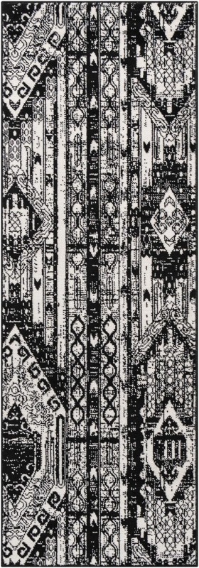 Cardinal · Tribal geometric rug, black and white