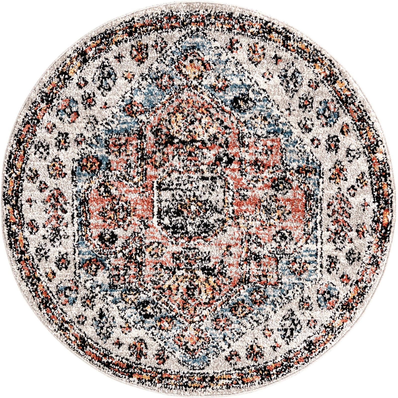3' 3 x 3' 3 Rushmore · Border rug, gray