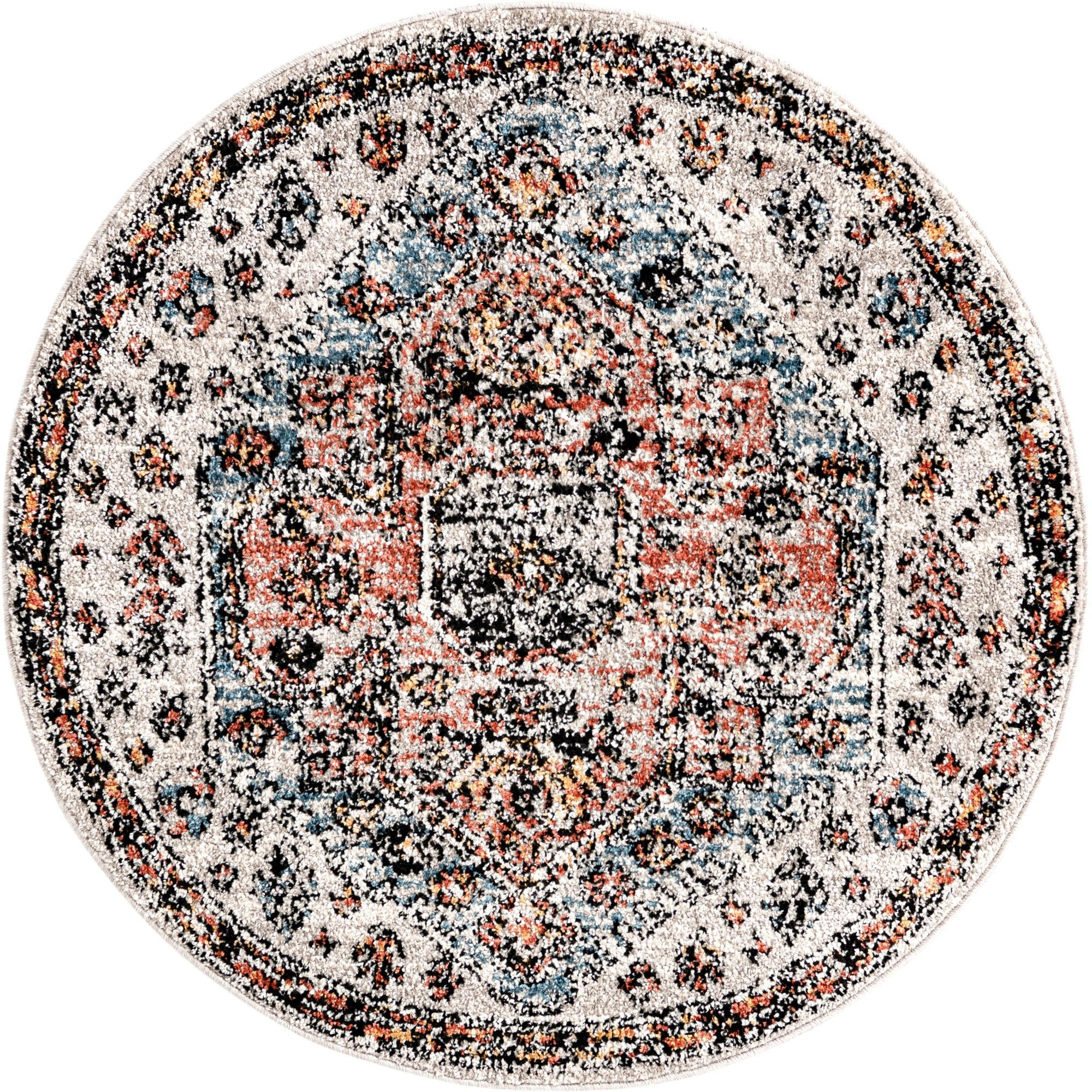 3' 3 x 3' 3 Rushmore · Border rug, gray