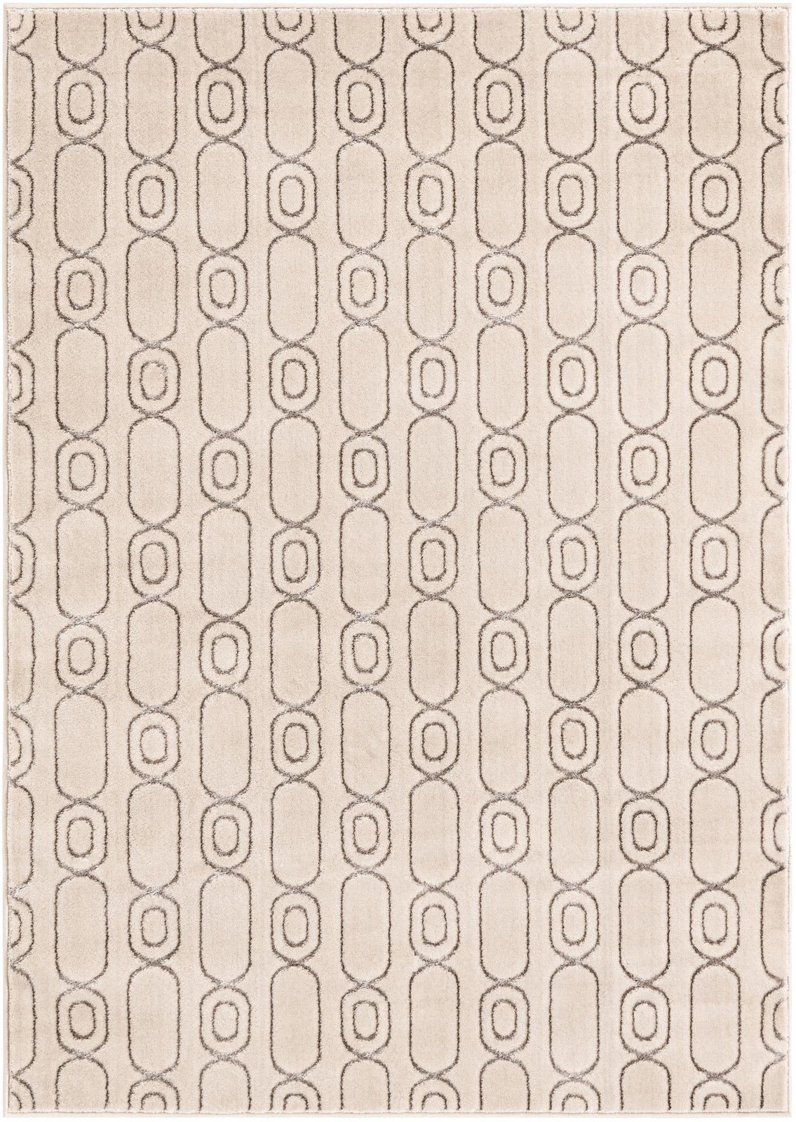 5' 3 x 7' Renwick · Geometric rug, white and silver